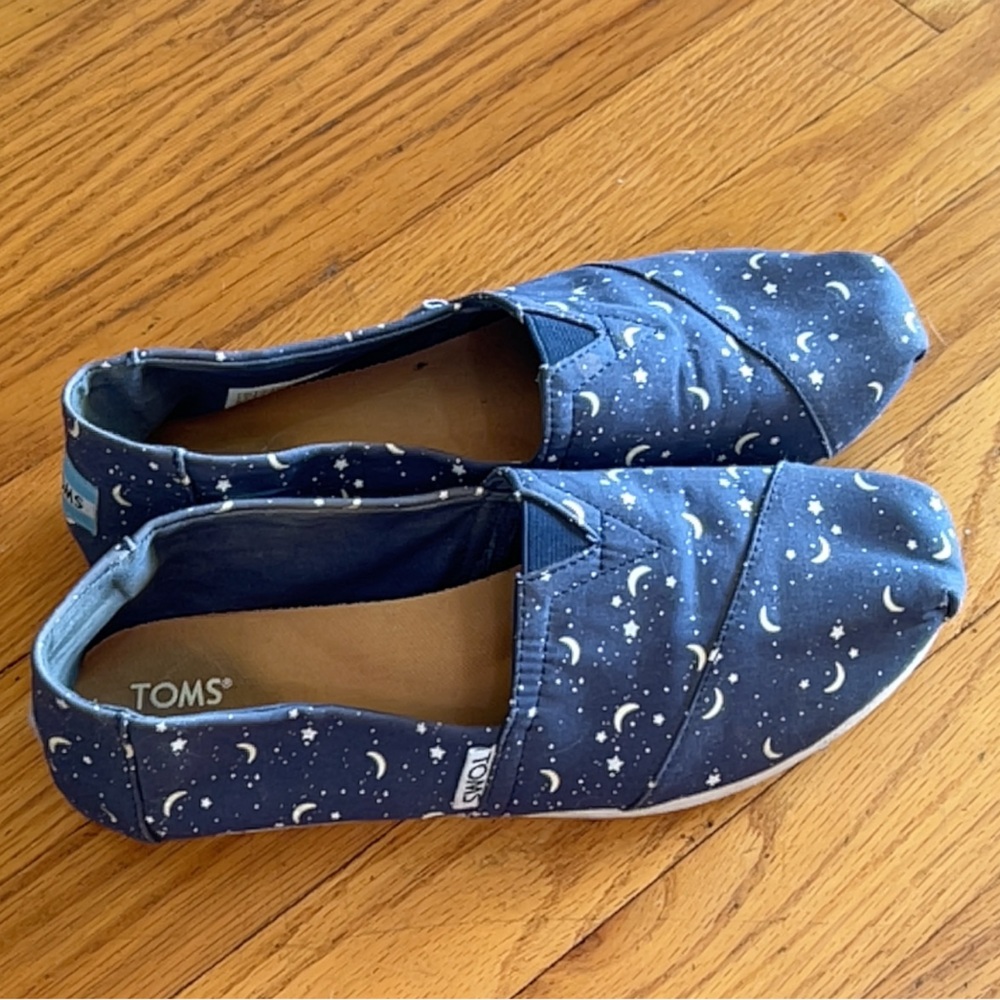 Toms Navy Blue Moon & Stars Slip-On Shoes